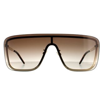 Saint Laurent Shield Gold Brown Gradient SL 364 MASK Sunglasses