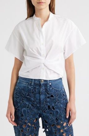 Rag & Bone Gretchen Short Sleeve Poplin Button-Up Shirt in White at Nordstrom Rack, Size 10