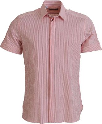 Dolce & Gabbana Casual Shirt - Heren - Korte mouwen Overhemden - Veelkleurig - L - Katoen - Overhemden