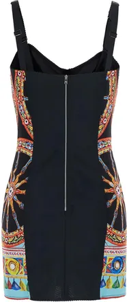 Dolce & Gabbana Womens Mini Dress Multicolour Carretto Print Cotton Blend