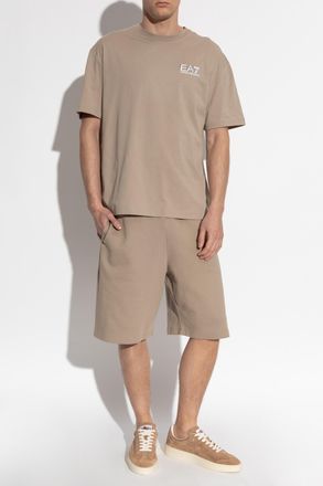 Emporio Armani Shorts With Printed Logo, Mens, Beige