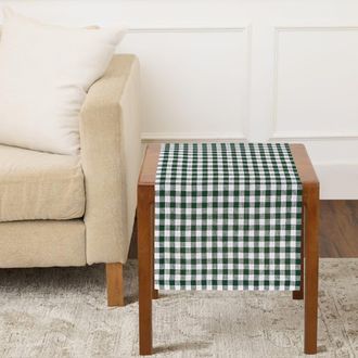 Solino Home Linen Table Runner for Dining Table, Holiday and Everyday Table Decor - Gingham Check in Green at Nordstrom, Size Xx-Small