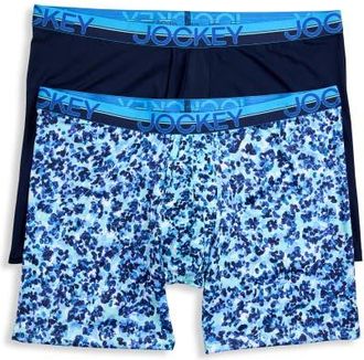 Jockey Big & Tall 2-pk Infinite Cool Performance Boxer Briefs in Placid Petals at Nordstrom, Size 2X Big