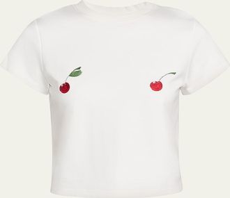 Monse Cheeky Cherry Short-Sleeve Crop Tee