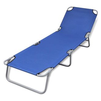 vidaXL Vidaxl - Tumbona Plegable De Acero Con Recubrimiento Polvo Azul