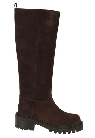 Via Roma 15 Dark Brown Suede Lug Sole Knee-High Boots