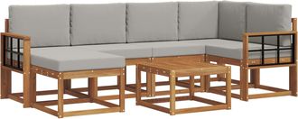 vidaXL Conjunto De Sof&aacute;s De Exterior 7 Uds. Gris Natural Y Claro Vidaxl