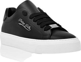 Philipp Plein Schoenen, unisex, Zwart, 36 EU, Leer, Nappa Leather Lo-Top Sneakers Signature
