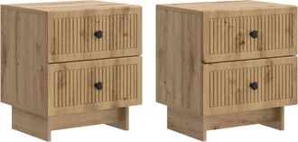 vidaXL Armario De Noche 2 Uds. Roble Artisan 43 X 34,5 X 47,5 Cm Vidaxl