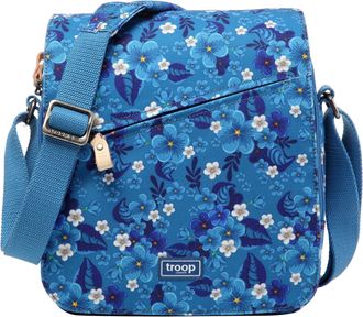 Troop London TRP0238 Classic Canvas Across Body Bag Blue Floral