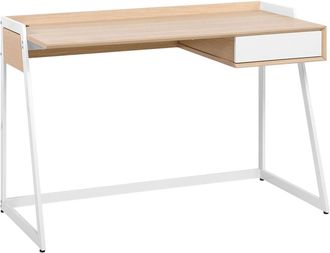 Beliani Escritorio blanco 120 cm 60 cm con almacenaje