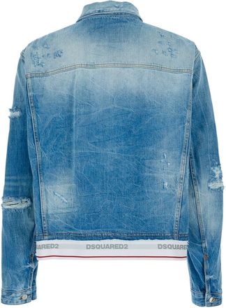 Dsquared2 Mens Denim Jacket Light Blue Cotton Coat