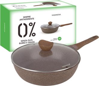 KASANOVA Tegame 30 cm antiaderente 0 grassi con coperchio