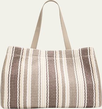 Brunello Cucinelli Striped Raffia Tote Bag