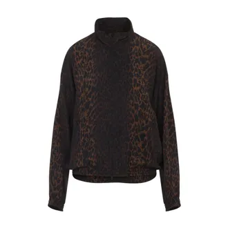 Balenciaga Jassen, Dames, Bruin, S, Zijden jas met luipaardprint