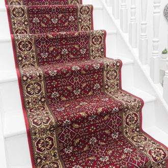 Runrug Stair Runner Carpet - Durable, Non-Slip, 5.4mm - Bidjar in Red | Size: 100 cm x 540 cm