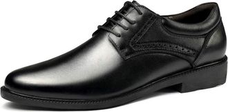 Generic Formal Dress Shoes for Men Lace Up Round Toe Derby Shoes PU Leather Block Heel Resistant Non Slip Low Top Business(4.5 UK) Black