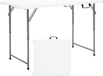 Costway Mesa Camping Plegable120 X 60 X 48,5/62/74,5 Cm, Mesa De Picnic Plegable Port&aacute;til Con Ajuste De Altura De 3 Niveles, Asa De Transporte, Mesa De Comedo