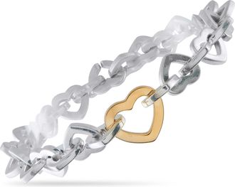 Tiffany & Co. 18K Yellow Gold and Silver Heart Link Bracelet TI33-051426