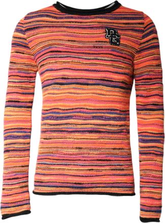 Dolce & Gabbana Mens Striped Wool-Blend Knit Sweater Orange Virgin Mohair