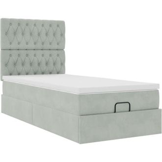 vidaXL Estructura Cama Otomana Colchones Gris Claro 90x200cm Vidaxl