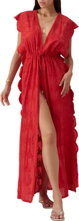 Melissa Odabash Talitha Embroidered Eyelet Cotton Cover-Up Dress at Nordstrom, Size X-Small