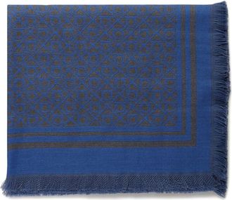 Ferragamo Sjaal met geometrische print - Blauw