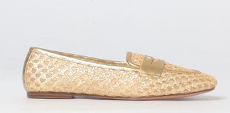Twinset Mocassino in rafia traforata e pelle laminata