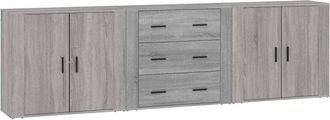 vidaXL Sideboards 3 pcs Grey Sonoma Engineered Wood Vidaxl