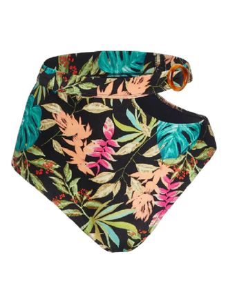 PatBo Tropical high-waisted bikini bottom - women - Polyamide/Elastane - S - Black