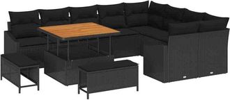 vidaXL Vidaxl - Conjunto De Sof&aacute; De Jard&iacute;n 12 Pcs Negro 100 X 100 X 71 Cm