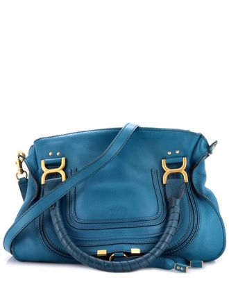 Chlo&eacute; Blue Leather Marcie Satchel Medium (Authentic Pre-Loved)