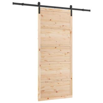 vidaXL Puerta Corredera Natural 100 X 208 Cm Madera De Pino Maciza Vidaxl