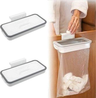 OEM Allecto Plus, Soporte Para Bolsas De Basura (2 Piezas) Para Armario De Cocina, Soporte Colgante Para Cubo De Basura, Gris