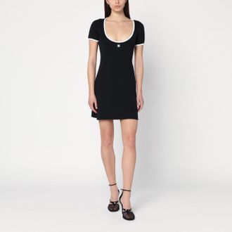 Courr&egrave;ges White/black mini dress in cotton