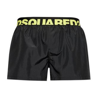 Dsquared2 Beachwear, male, Black, Size: 2XL Logo Swim Shorts