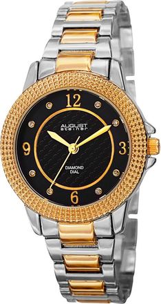August Steiner Diamond Black Dial Two-tone Ladies Watch AS8154TTG