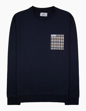 Aquascutum Mens Aquascutum Iconic Pocket Crewneck Navy 11 - Black - Size: 40