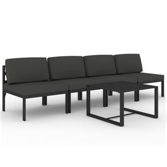 vidaXL Set Muebles De Jard&iacute;n 5 Pzas Y Cojines Aluminio Gris Antracita Vidaxl