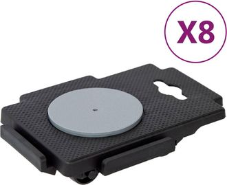vidaXL Plataformas M&oacute;viles Con 8 Ruedas 8 Uds Pp Negro 150 Kg Vidaxl