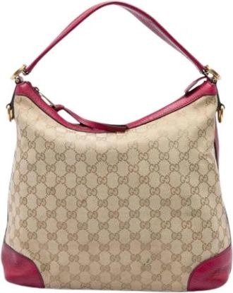 Gucci Pre-owned Satchel - Dames - Vintage Schoudertas - Beige - ONE Size - Leer - Vintage