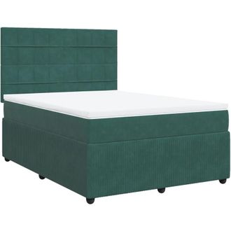 vidaXL Vidaxl - Cama Box Spring Con Colch&oacute;n Terciopelo Verde Oscuro 140x200 Cm