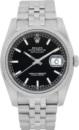 Rolex Pre-owned Rolex Datejust Automatic Chronometer Black Dial Mens Watch 116234 BKSJ