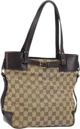 Gucci Pre-owned Handbags, female, Beige, Size: ONE SIZE Pre-owned Vintage Canvas Handbag