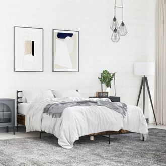 vidaXL Bed Frame without Mattress Smoked Oak 120x190 cm Small Double Vidaxl