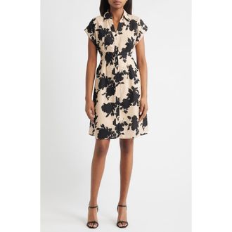 Julia Jordan Print Shirtdress in Black/Tan at Nordstrom Rack, Size 2