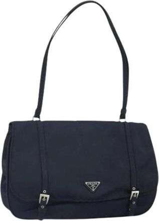 Prada Pre-owned Shoulder Bags, female, Blue, Size: ONE SIZE Pre-owned Nylon Shoulder Bag