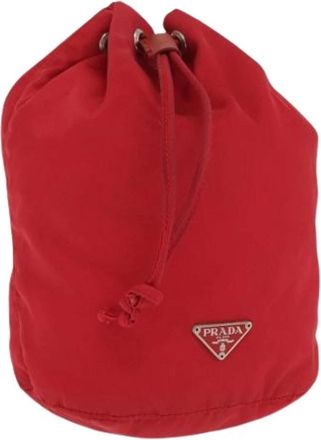 Prada Pre-owned Bucket Bags, female, Red, Size: ONE SIZE Pre-owned Nylon Bucket Bag