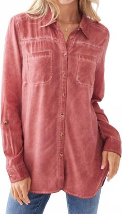 FDJ Pigment Dyed Button Up Shirt In Barn Red