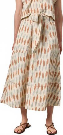 Lilla P Ikat Long Skirt In Beige